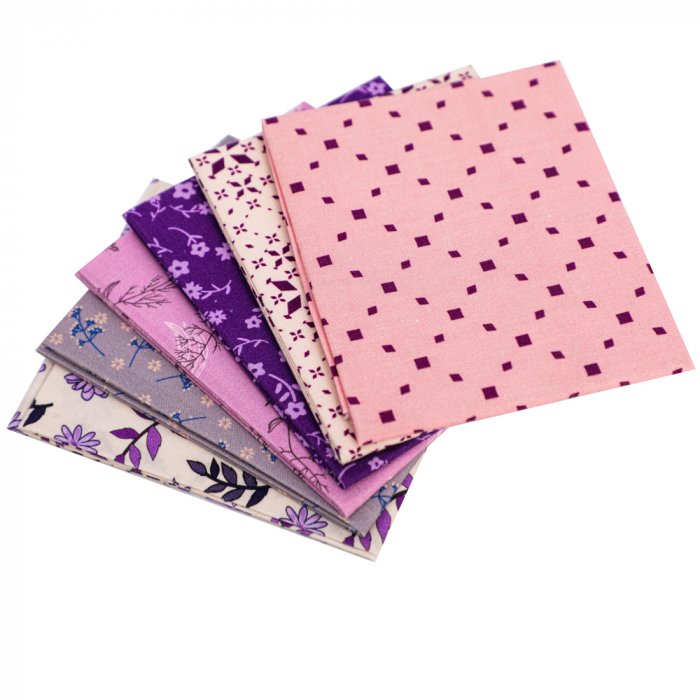 5PCS Quilting fabric fat quarter bundles high quality digital printing fabric bundle purple series