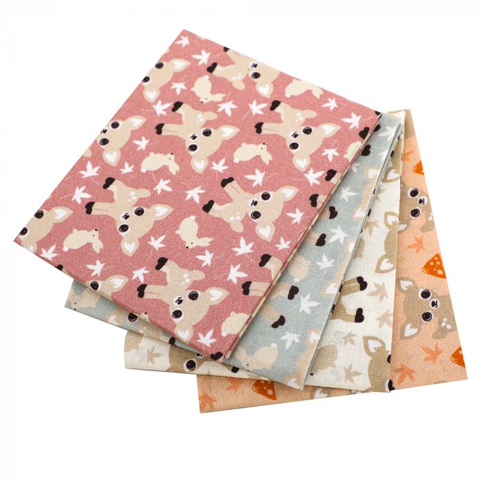 5PCS quilting fabric fat quarter bundles high quality digital printing fabric bundle cute deer series