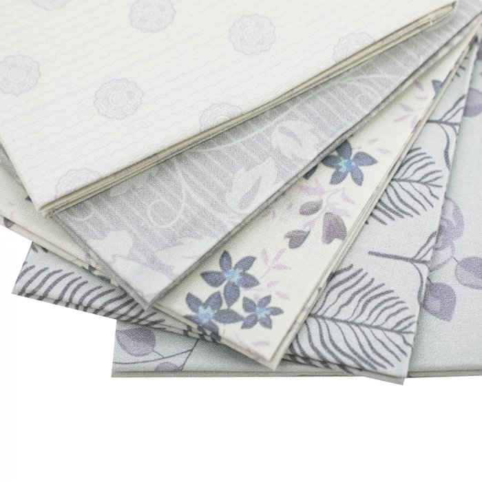 Quilting Fabric Grey Fat Quarters Floral Craft Fabric Bundle Patchwork Pre-Cut Sewing Square Sheets