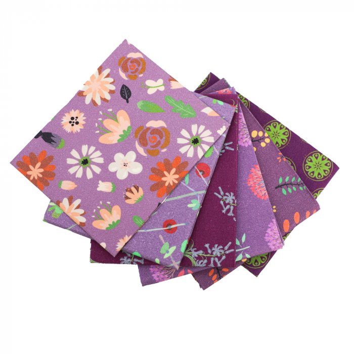 Quilting fabric fat quarter bundles high quality digital printing fabric bundle purple flowers series