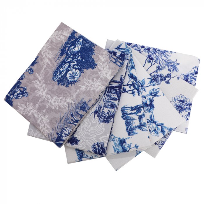 5PCS Quilting fabric fat quarter bundles high quality digital printing fabric bundle blue victoria series
