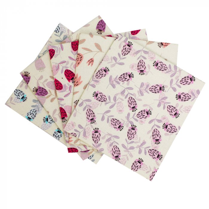 5PCS Quilting fabric fat quarter bundles high quality digital printing fabric bundle flower series