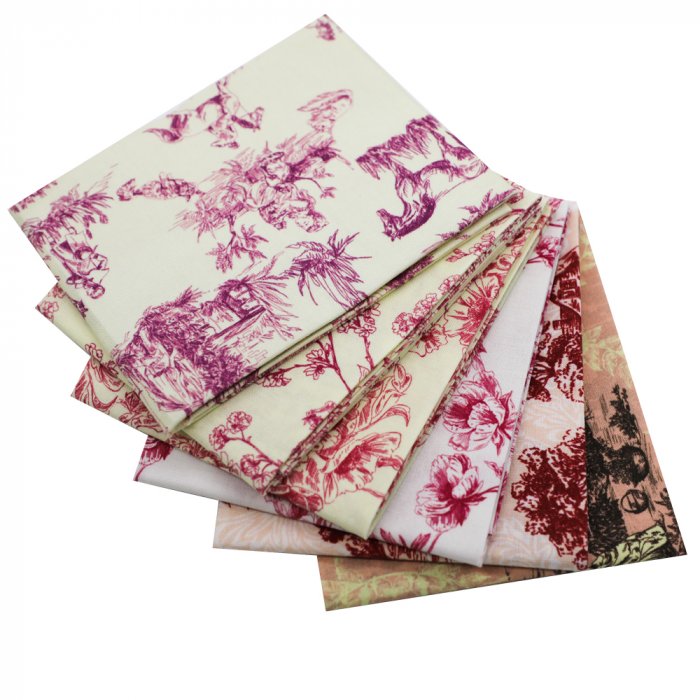 5Pcs Quilting fabric fat quarter bundles high quality digital printing fabric bundle red victoria series