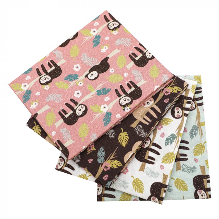 5PCS Quilting fabric fat quarter bundles high quality digital printing fabric bundle sloth series