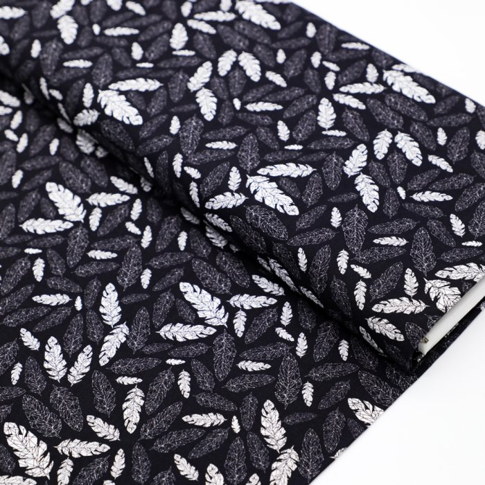 44'' Feathers On Black Allover Fabric Bolts Factory Direct Wholesale Price Quilting Fabric For Quilting