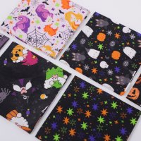 18'' x 21'' 4 Pcs Halloween Fabric Pumpkin And Decorations Digital Printed Fat Quarter For Sewing