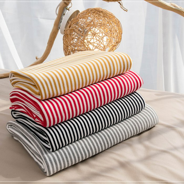 220gsm spandex cotton jersey striped color fabric T-shirt long-sleeved bottoming shirt fabric yarn-dyed knitted jersey 